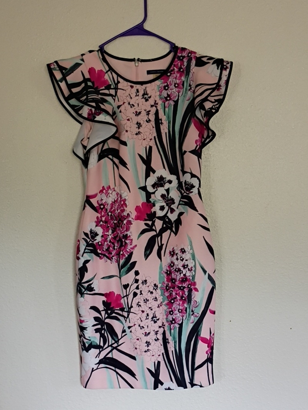 Tommy Hilfiger Pink Floral Flutter-Sleeve Sheath Dress